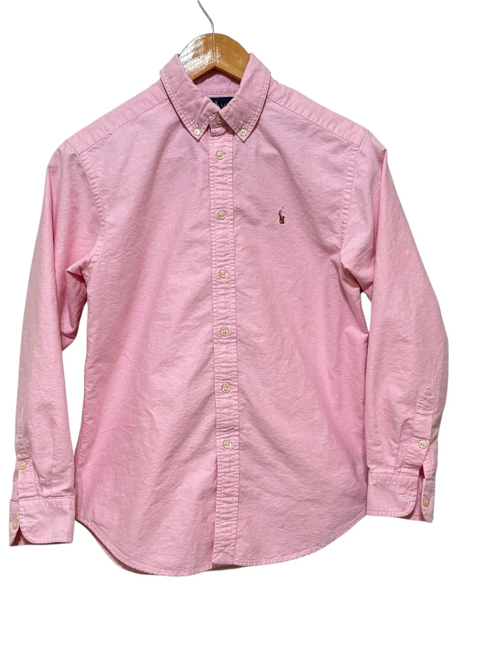 Ralph Lauren Boys Size 14 Pink Oxford Button Down Shirt Pony Logo Cotton